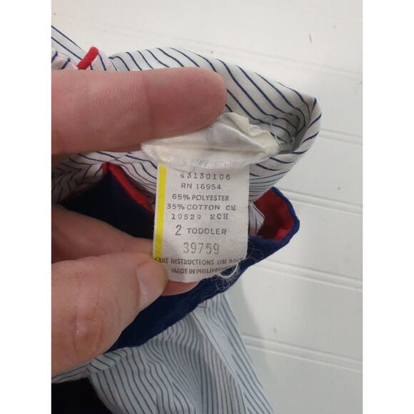 Baby Togs Vintage 80's Tulip Corduroy Pinafore Striped Dress 2 Piece 2T - Picture 4 of 11